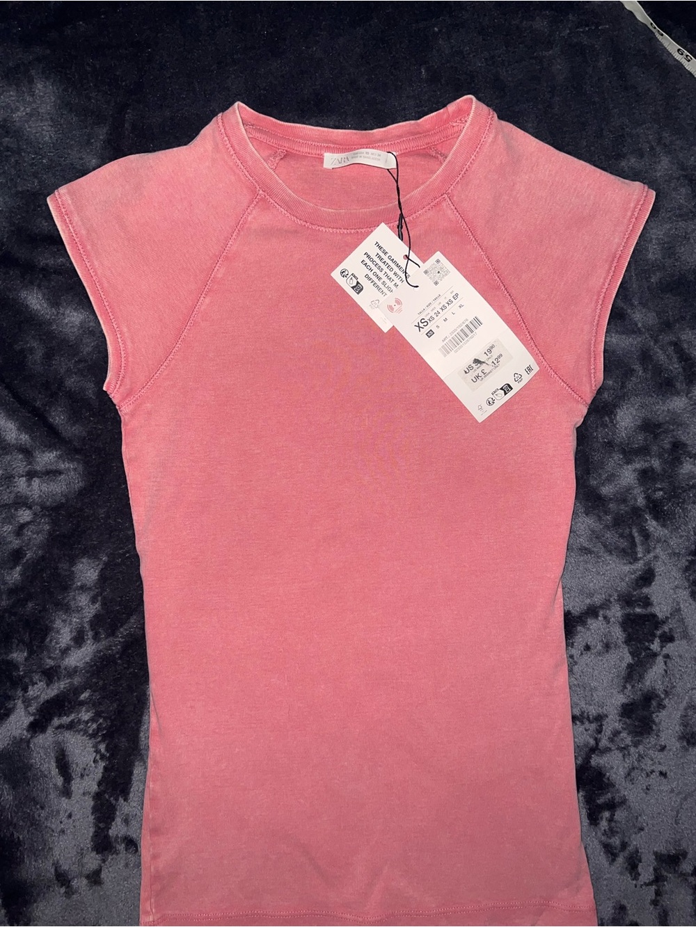 Zara Dusty Rose Mineral Wash Crew Neck Tee Size XS